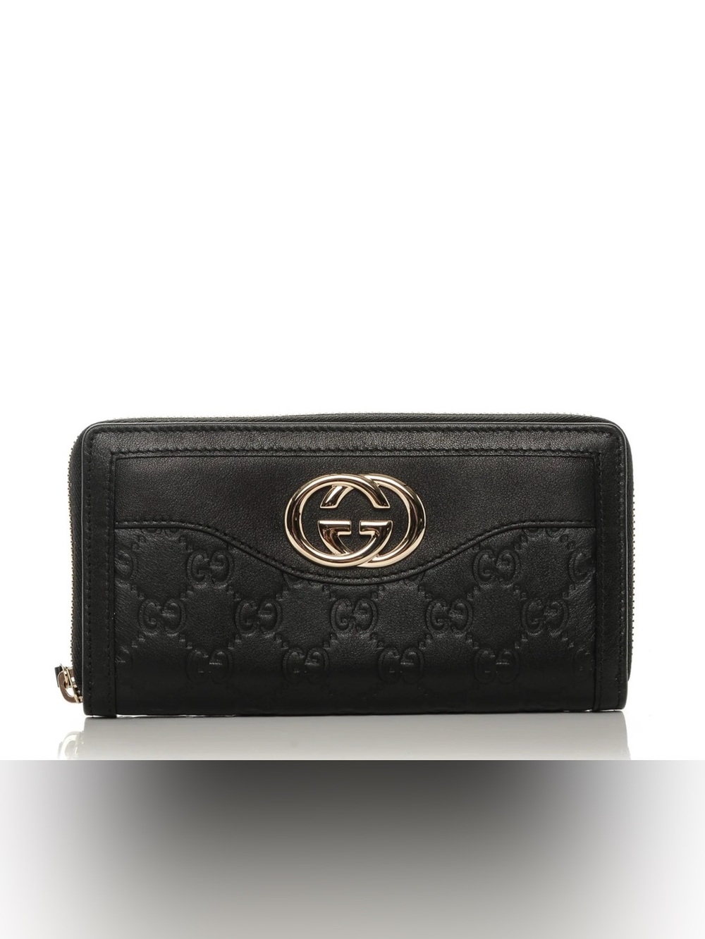 Gucci Guccissima Sukey Zip Around Wallet Black Interlocking GG